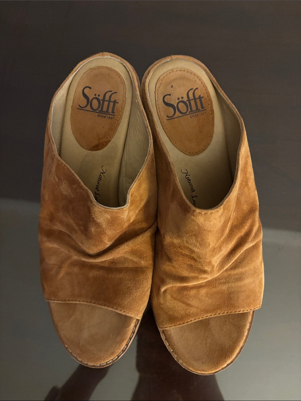 Sofft  Brown Suede Slide Sandals 7M